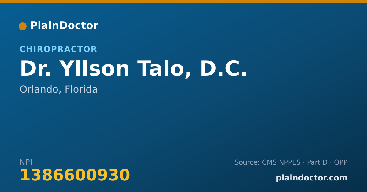 Shareable card for Yllson Talo, D.C. - Chiropractor, Orlando, FL