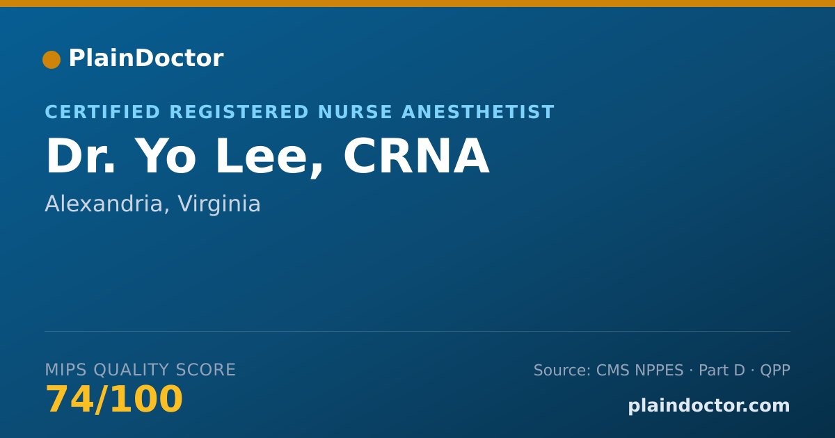 Shareable card for Yo Lee, CRNA - Certified Registered Nurse Anesthetist, Alexandria, VA