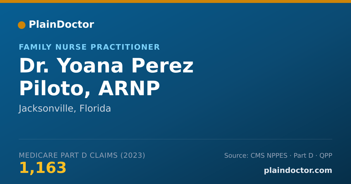 Shareable card for Yoana Perez Piloto, ARNP - Family Nurse Practitioner, Jacksonville, FL