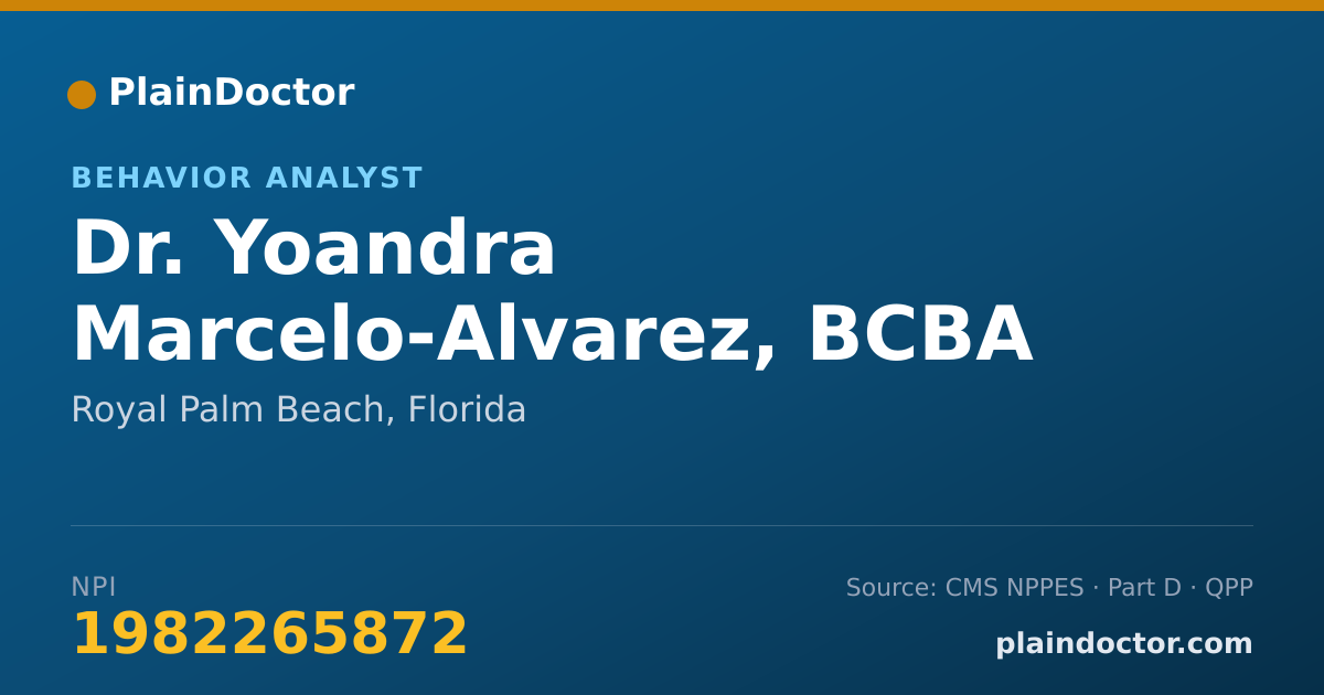 Shareable card for Yoandra Marcelo-Alvarez, BCBA - Behavior Analyst, Royal Palm Beach, FL