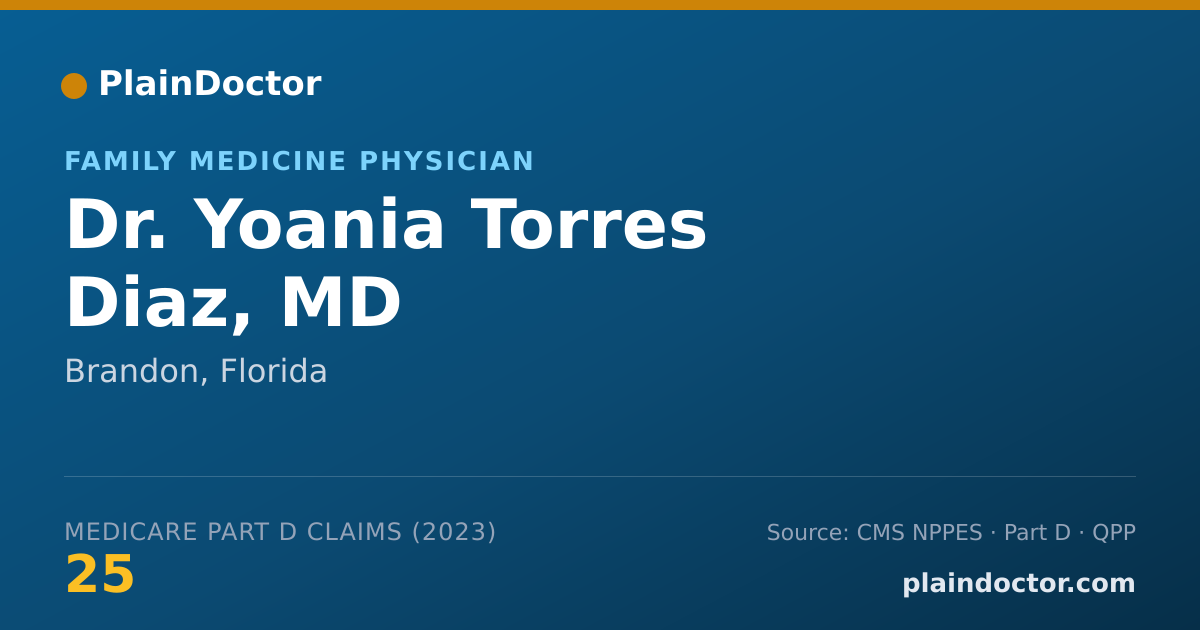 Shareable card for Yoania Torres Diaz, MD - Family Medicine Physician, Brandon, FL