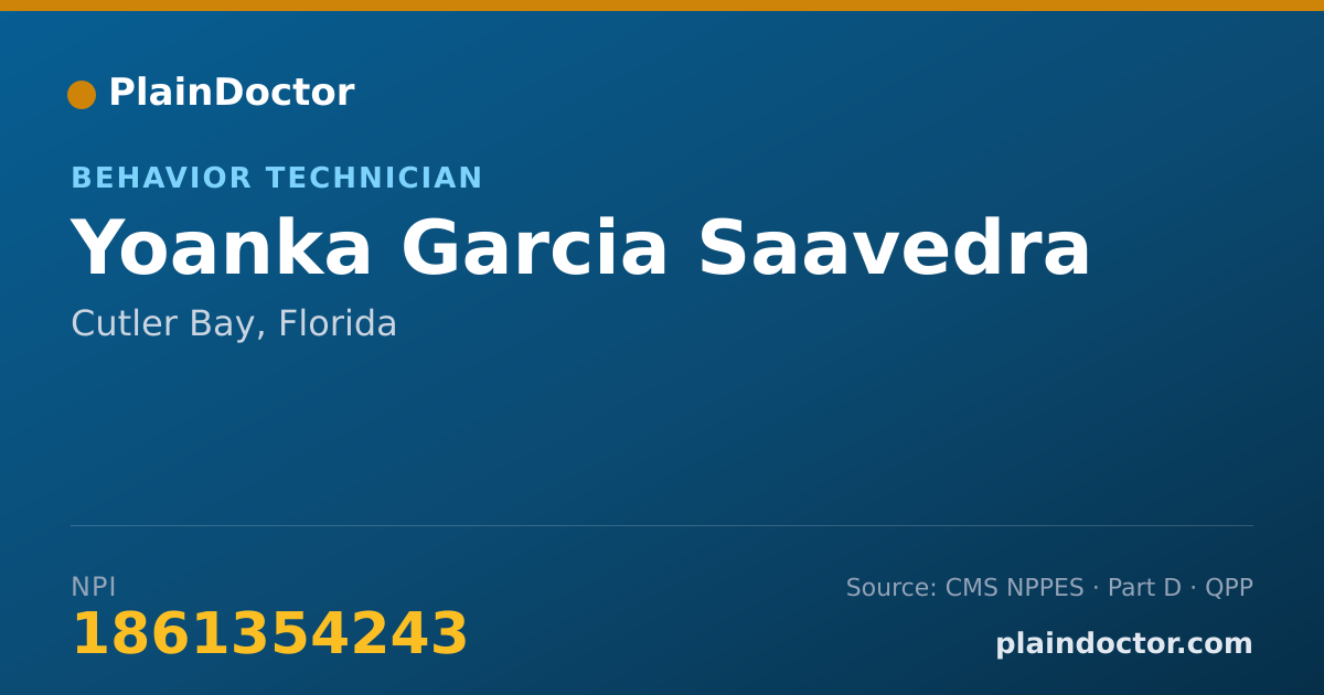 Shareable card for Yoanka Garcia Saavedra - Behavior Technician, Cutler Bay, FL