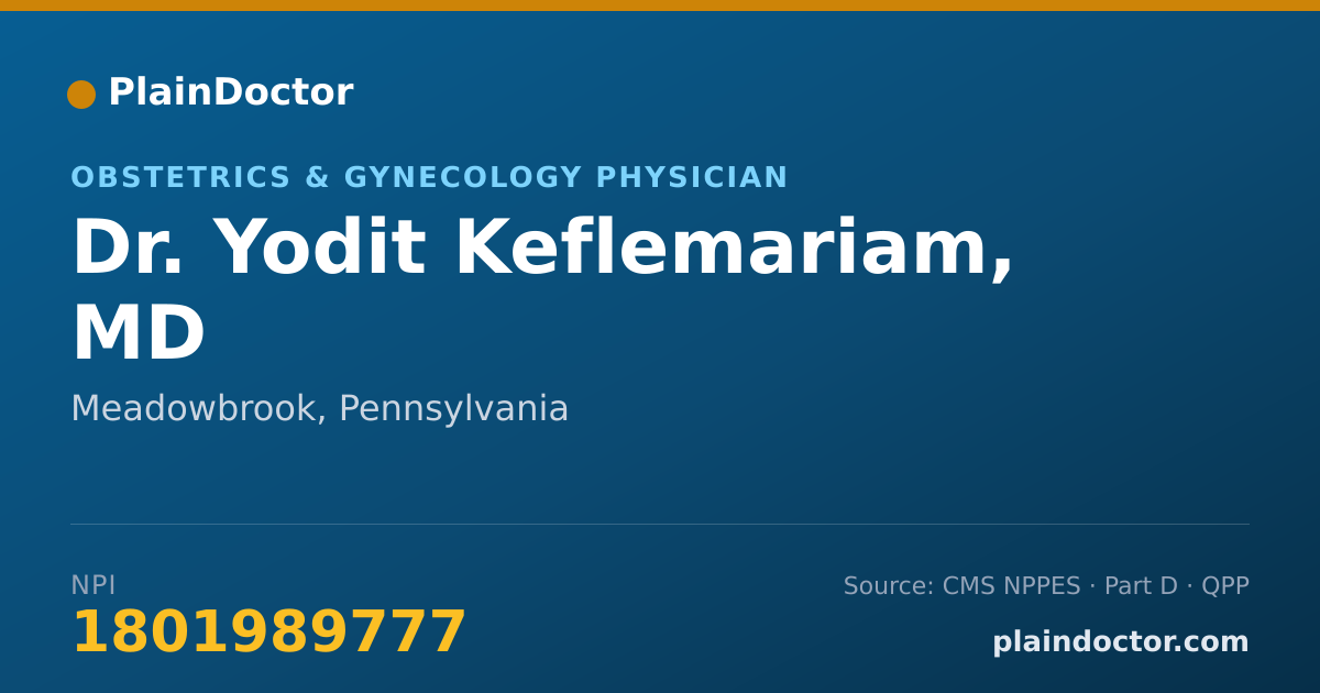 Shareable card for Yodit Keflemariam, MD - Obstetrics & Gynecology Physician, Meadowbrook, PA