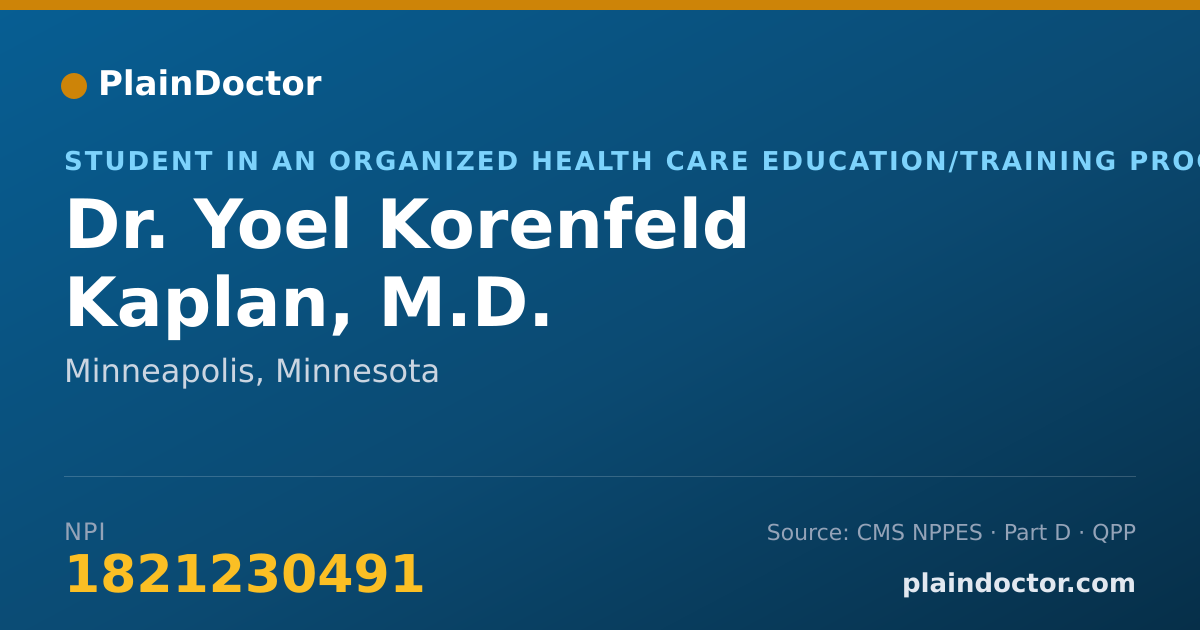 Shareable card for Yoel Korenfeld Kaplan, M.D. - Student in an Organized Health Care Education/Training Program, Minneapolis, MN