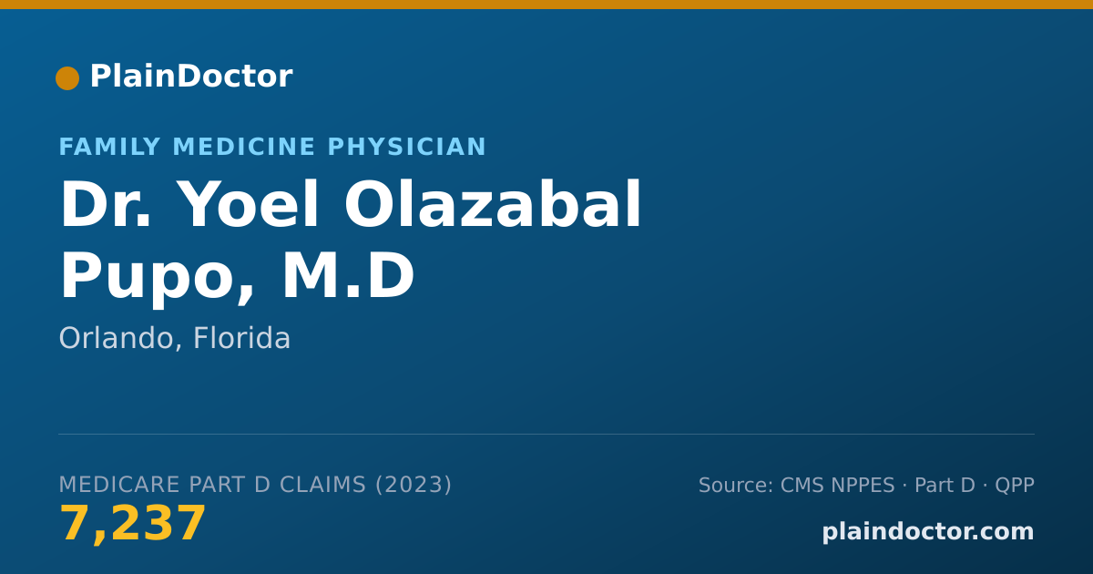 Shareable card for Yoel Olazabal Pupo, M.D - Family Medicine Physician, Orlando, FL