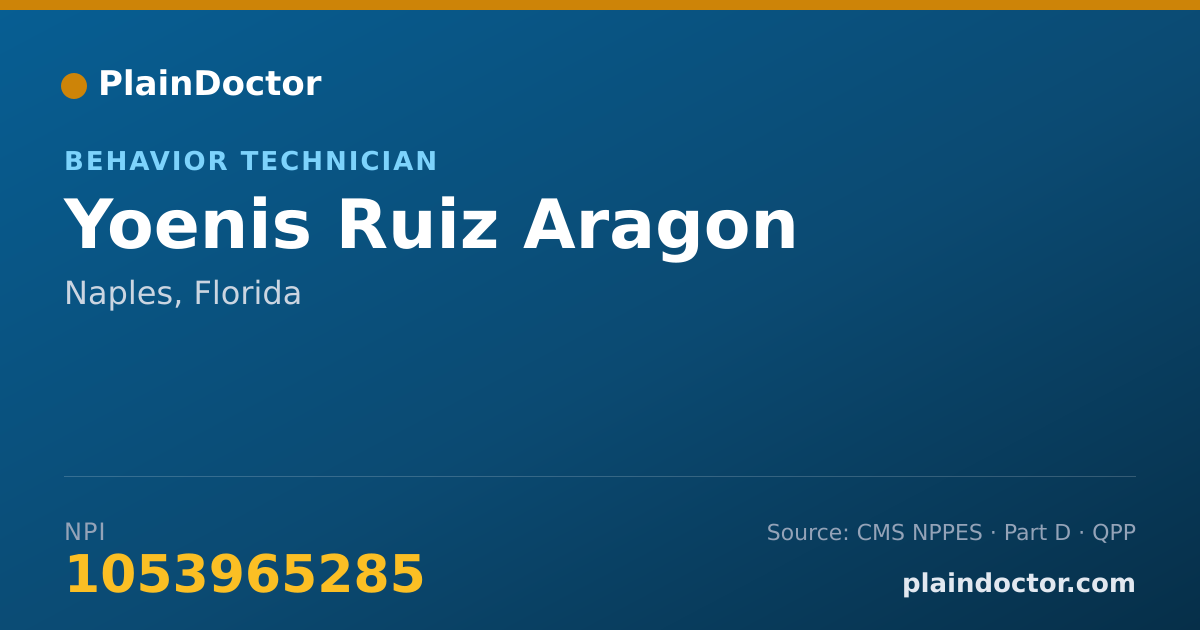 Shareable card for Yoenis Ruiz Aragon - Behavior Technician, Naples, FL
