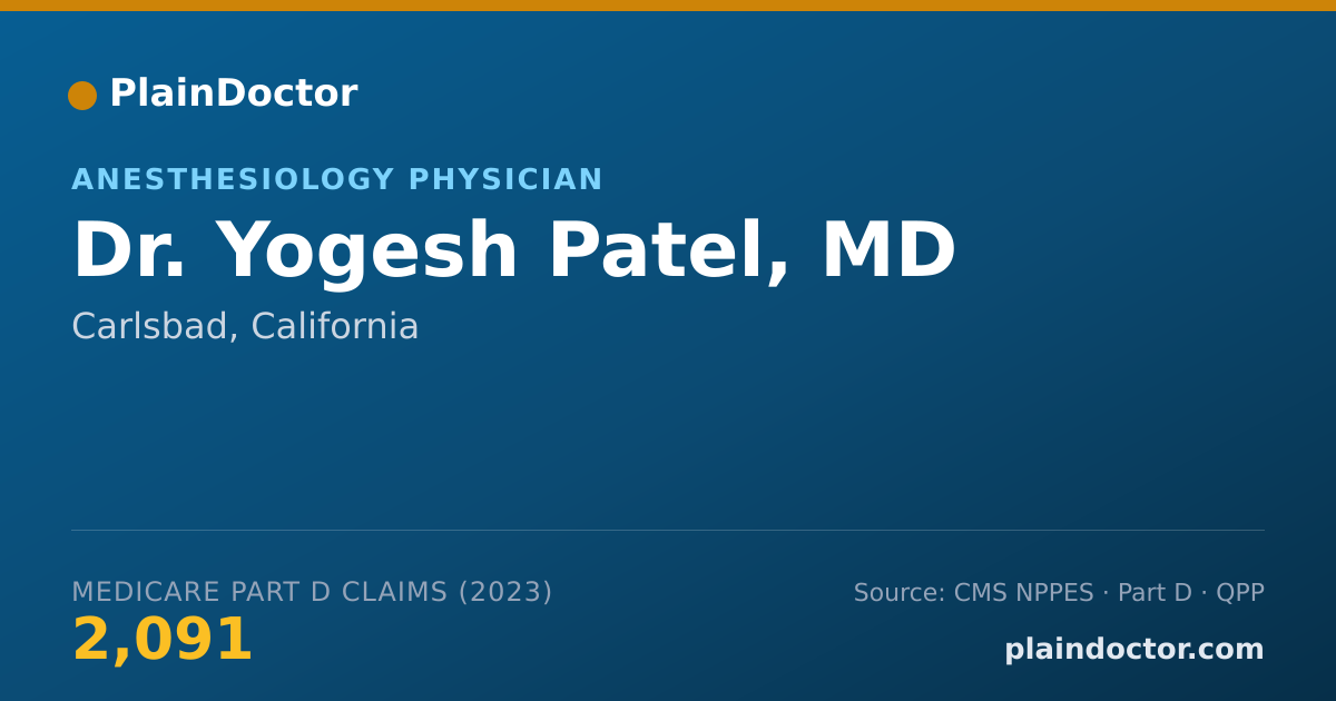 Shareable card for Yogesh Patel, MD - Anesthesiology Physician, Carlsbad, CA