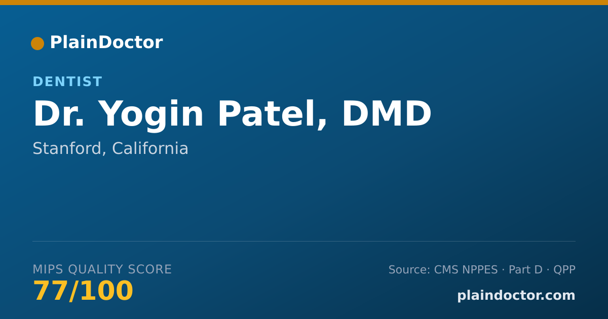 Shareable card for Yogin Patel, DMD - Dentist, Stanford, CA