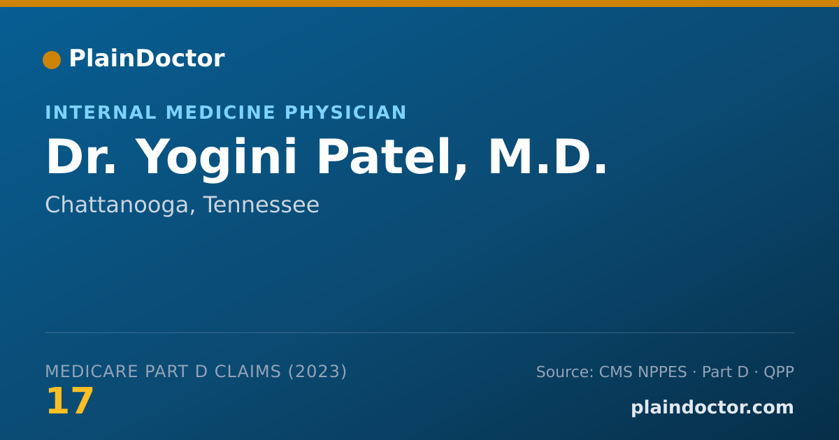 Shareable card for Yogini Patel, M.D. - Internal Medicine Physician, Chattanooga, TN