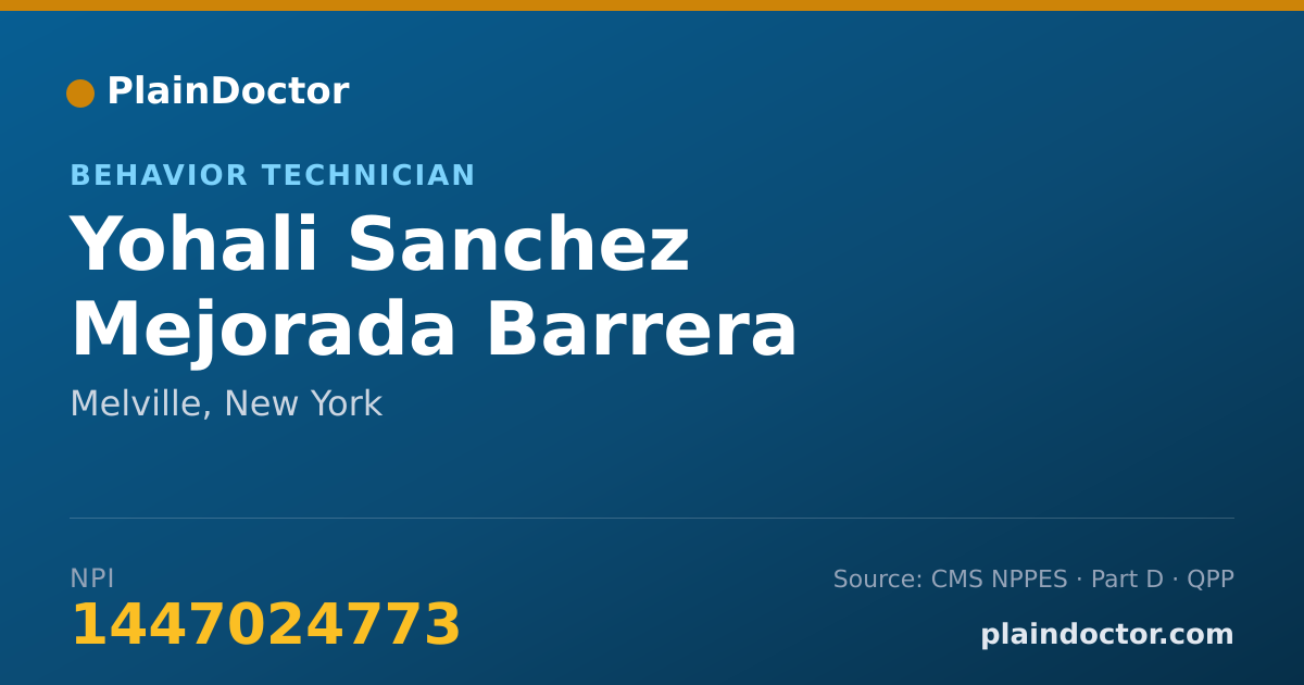 Shareable card for Yohali Sanchez Mejorada Barrera - Behavior Technician, Melville, NY