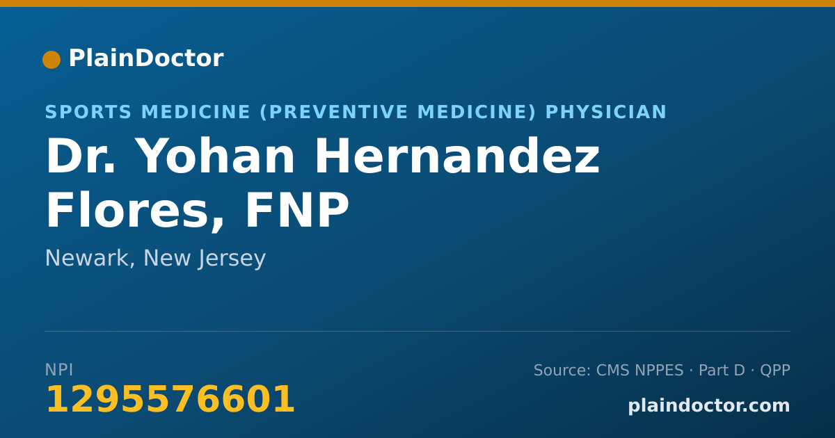 Shareable card for Yohan Hernandez Flores, FNP - Sports Medicine (Preventive Medicine) Physician, Newark, NJ