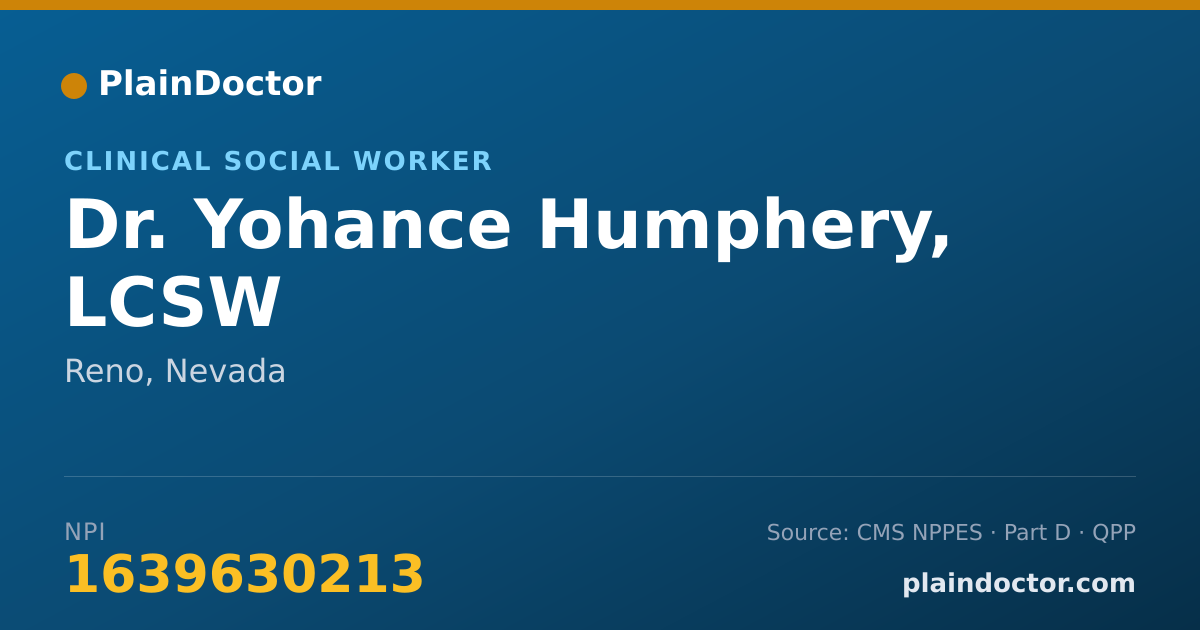 Shareable card for Yohance Humphery, LCSW - Clinical Social Worker, Reno, NV