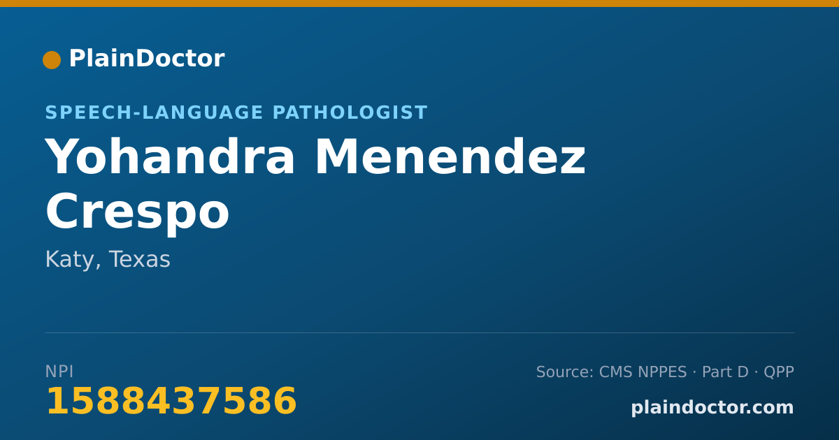 Shareable card for Yohandra Menendez Crespo - Speech-Language Pathologist, Katy, TX