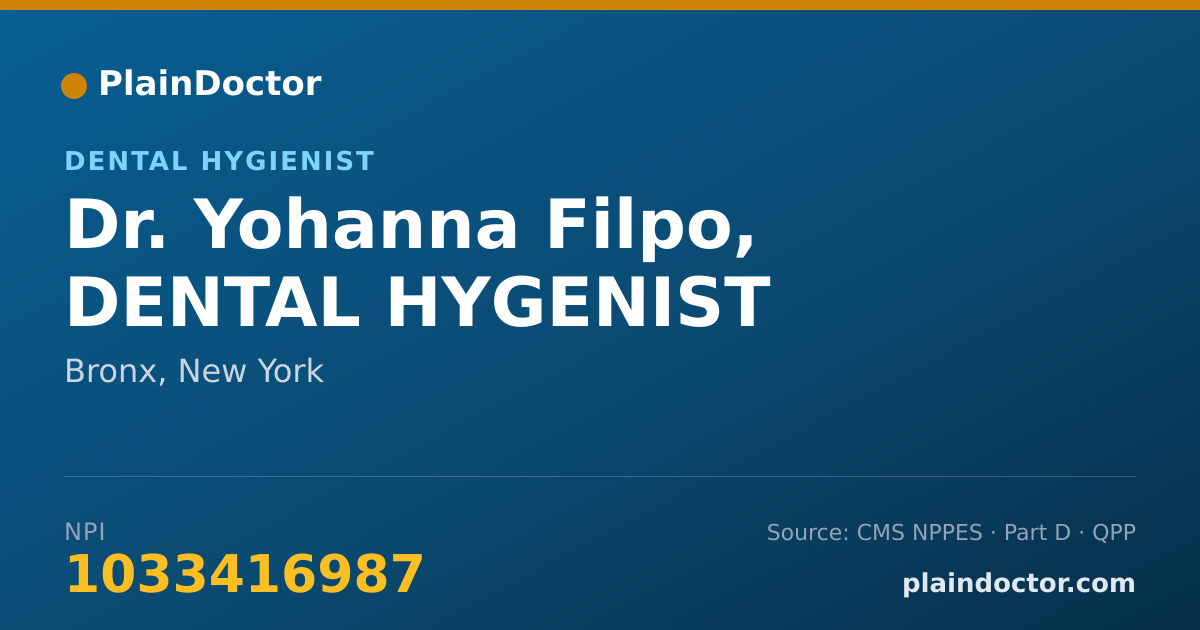 Shareable card for Yohanna Filpo, DENTAL HYGENIST - Dental Hygienist, Bronx, NY