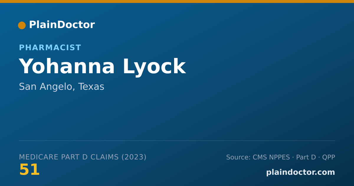 Shareable card for Yohanna Lyock - Pharmacist, San Angelo, TX