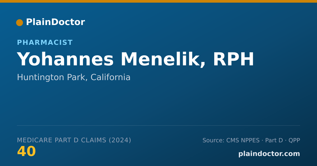 Shareable card for Yohannes Menelik, RPH - Pharmacist, Huntington Park, CA