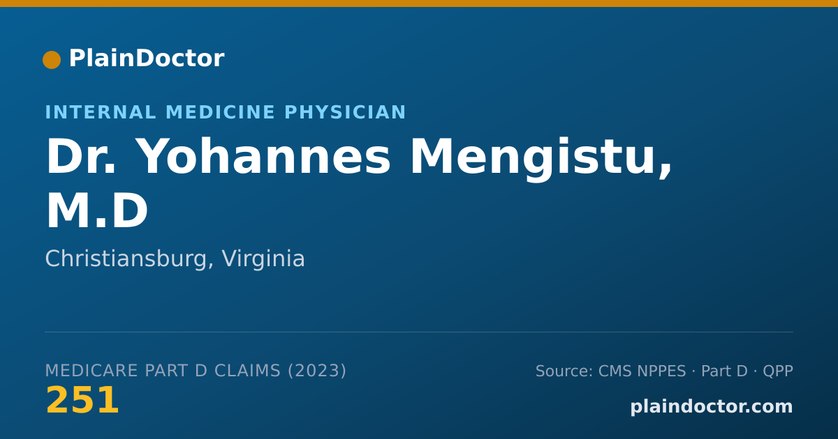 Shareable card for Yohannes Mengistu, M.D - Internal Medicine Physician, Christiansburg, VA