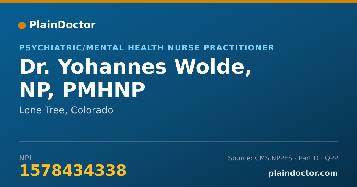 Shareable card for Yohannes Wolde, NP, PMHNP - Psychiatric/Mental Health Nurse Practitioner, Lone Tree, CO