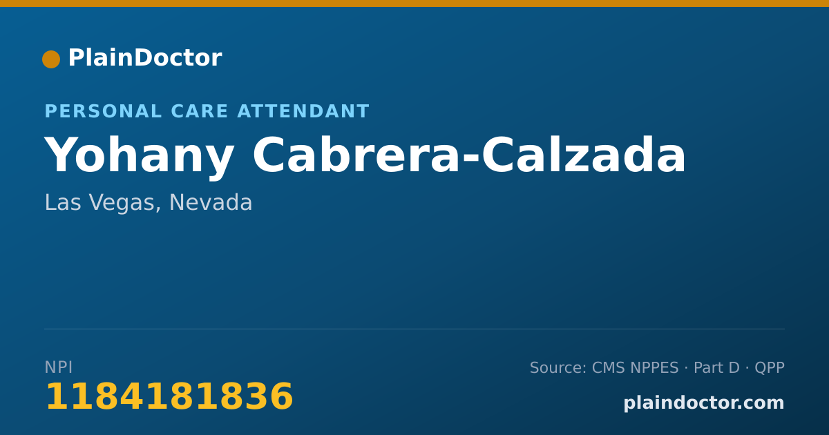 Shareable card for Yohany Cabrera-Calzada - Personal Care Attendant, Las Vegas, NV