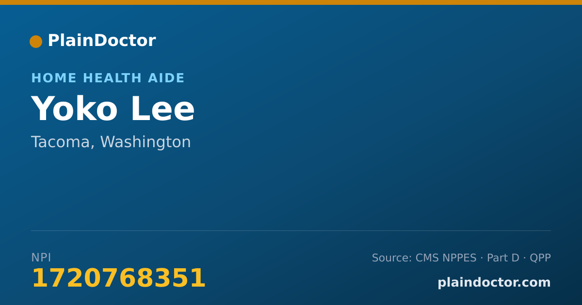 Shareable card for Yoko Lee - Home Health Aide, Tacoma, WA