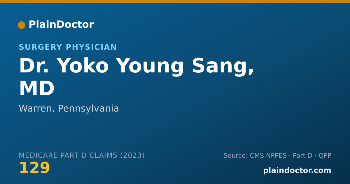 Shareable card for Yoko Young Sang, MD - Surgery Physician, Warren, PA