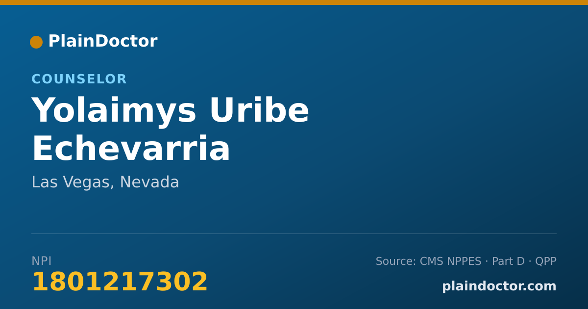 Shareable card for Yolaimys Uribe Echevarria - Counselor, Las Vegas, NV