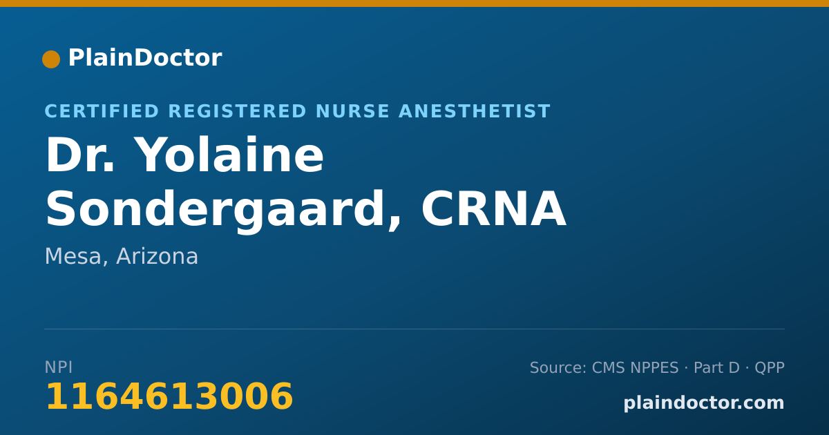 Shareable card for Yolaine Sondergaard, CRNA - Certified Registered Nurse Anesthetist, Mesa, AZ