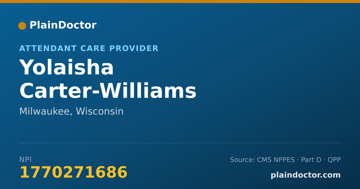 Shareable card for Yolaisha Carter-Williams - Attendant Care Provider, Milwaukee, WI