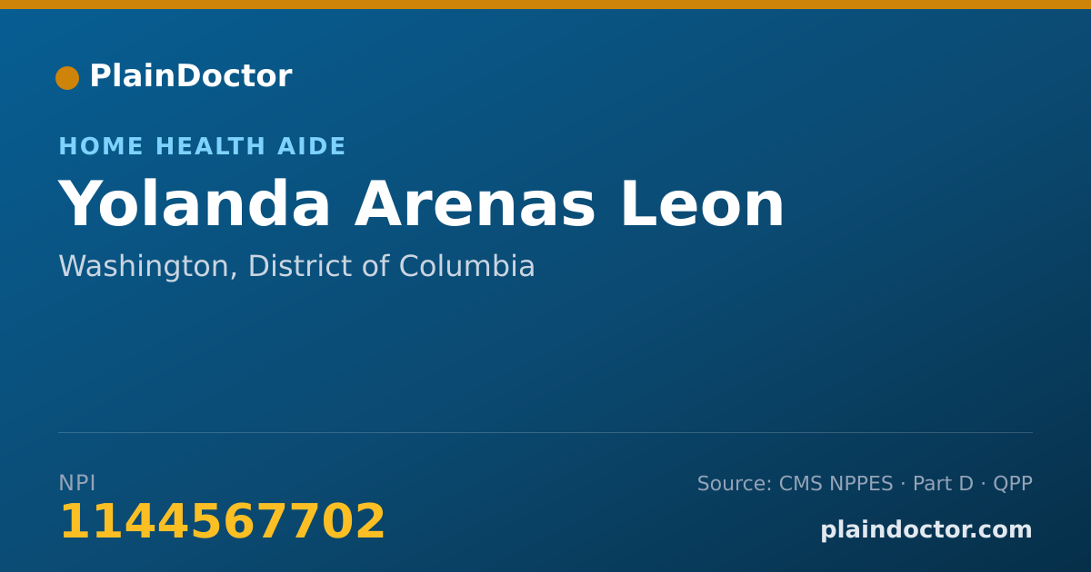 Shareable card for Yolanda Arenas Leon - Home Health Aide, Washington, DC