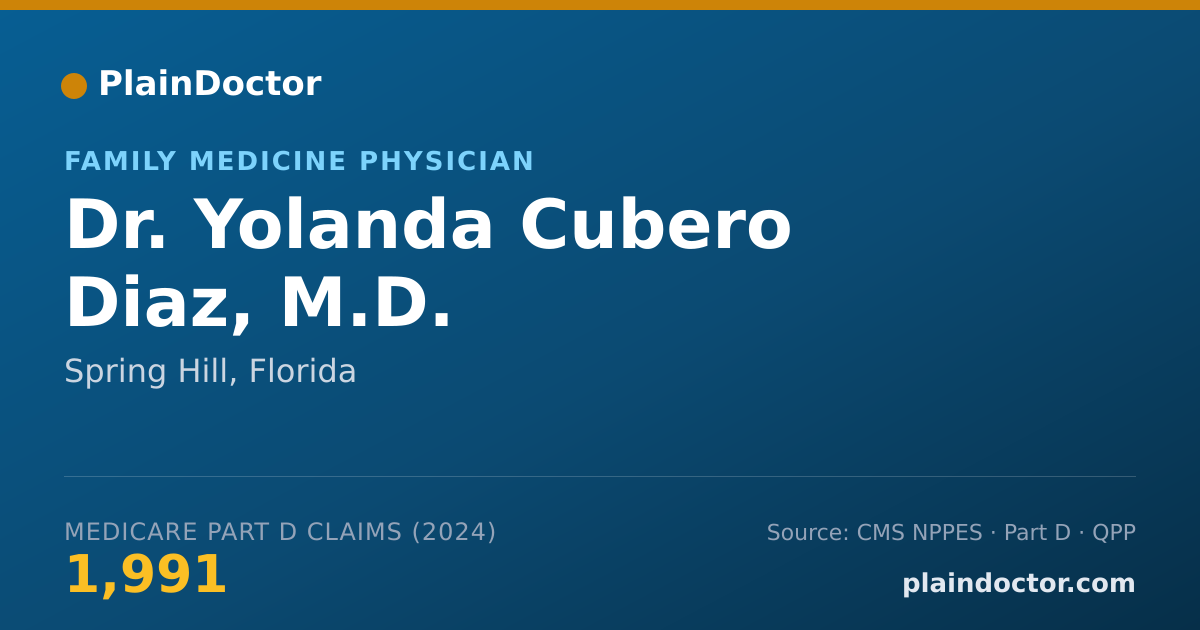 Shareable card for Yolanda Cubero Diaz, M.D. - Family Medicine Physician, Spring Hill, FL