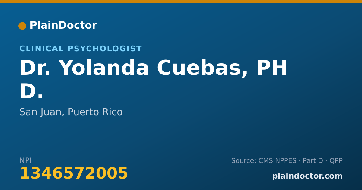 Shareable card for Yolanda Cuebas, PH D. - Clinical Psychologist, San Juan, PR