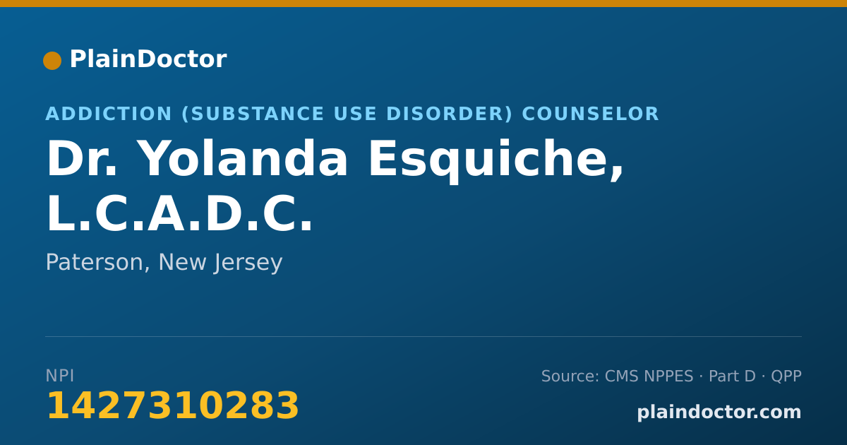 Shareable card for Yolanda Esquiche, L.C.A.D.C. - Addiction (Substance Use Disorder) Counselor, Paterson, NJ