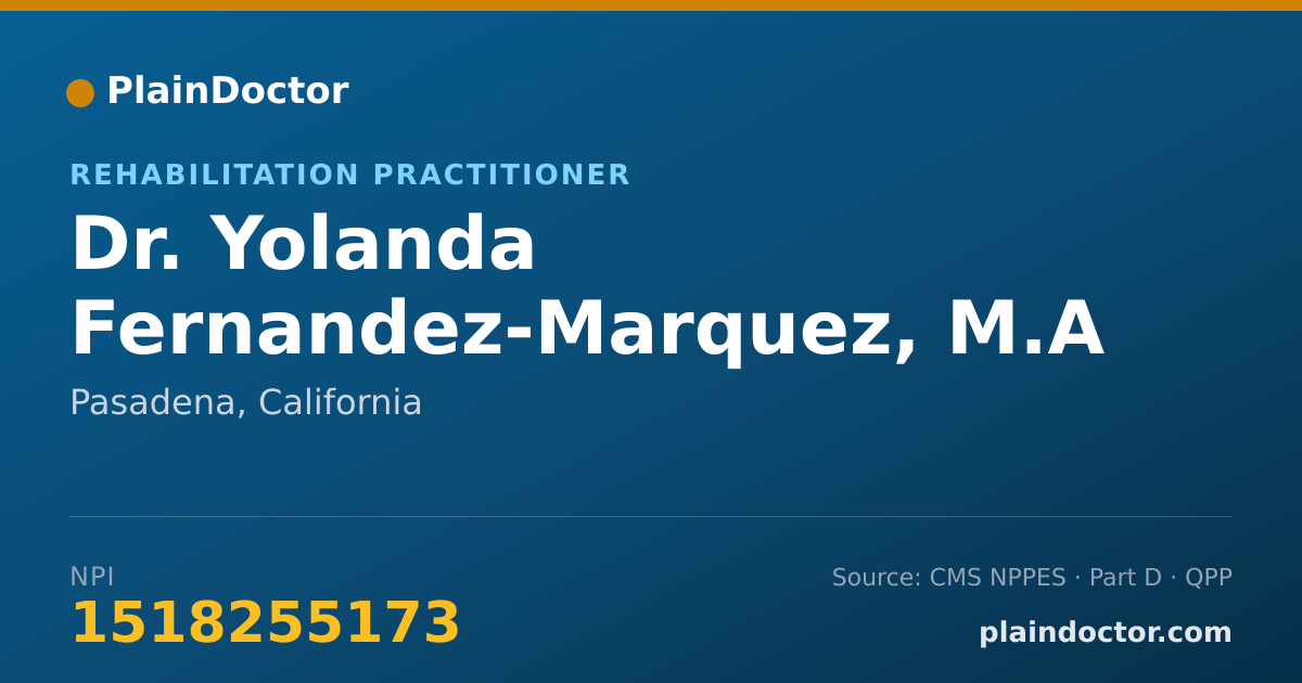 Shareable card for Yolanda Fernandez-Marquez, M.A - Rehabilitation Practitioner, Pasadena, CA
