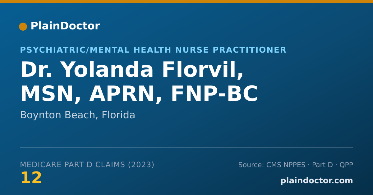 Shareable card for Yolanda Florvil, MSN, APRN, FNP-BC - Psychiatric/Mental Health Nurse Practitioner, Boynton Beach, FL
