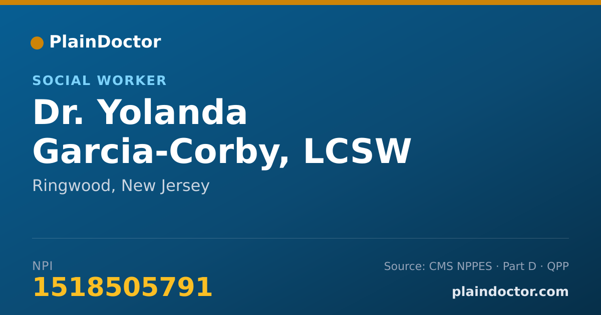 Shareable card for Yolanda Garcia-Corby, LCSW - Social Worker, Ringwood, NJ