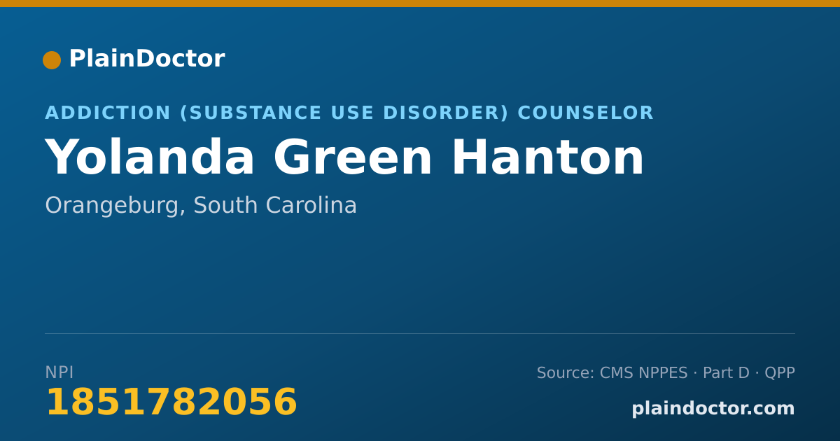 Shareable card for Yolanda Green Hanton - Addiction (Substance Use Disorder) Counselor, Orangeburg, SC
