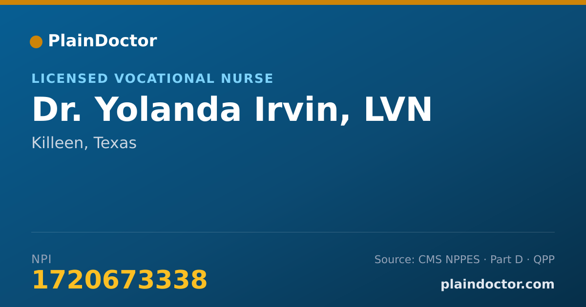 Shareable card for Yolanda Irvin, LVN - Licensed Vocational Nurse, Killeen, TX
