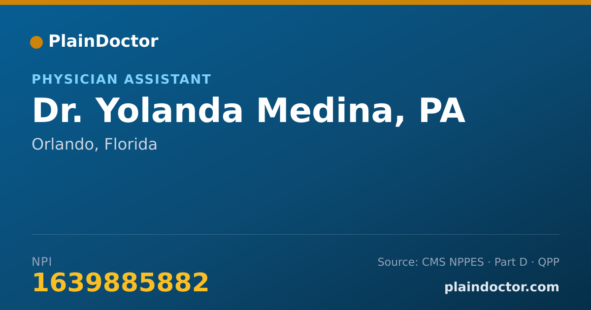 Shareable card for Yolanda Medina, PA - Physician Assistant, Orlando, FL