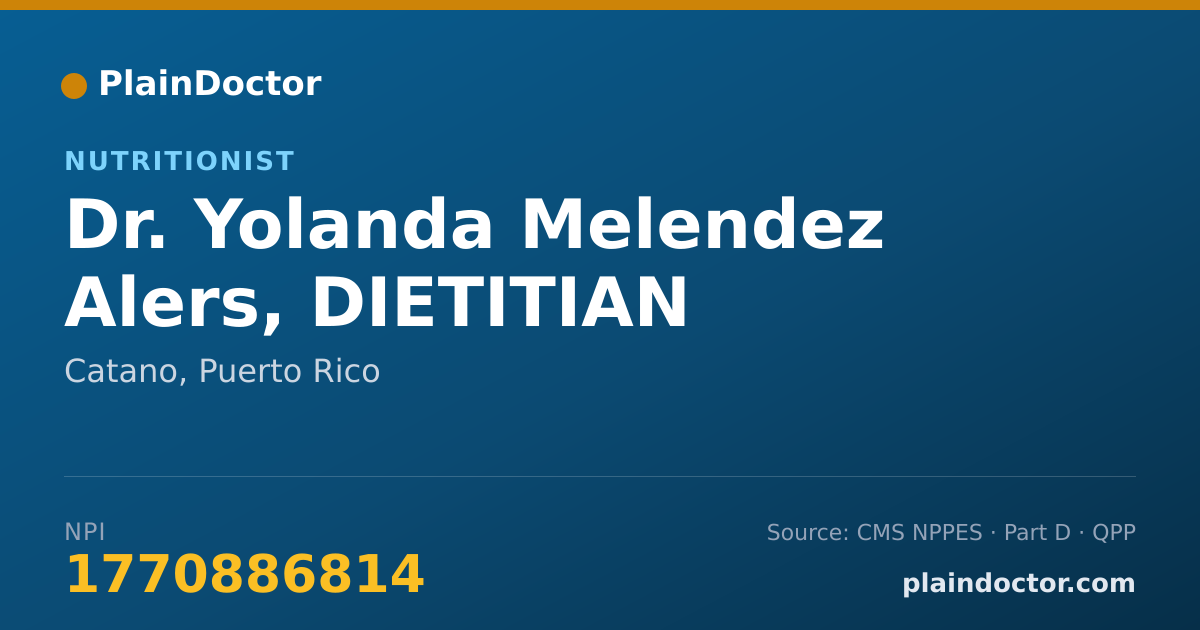 Shareable card for Yolanda Melendez Alers, DIETITIAN - Nutritionist, Catano, PR