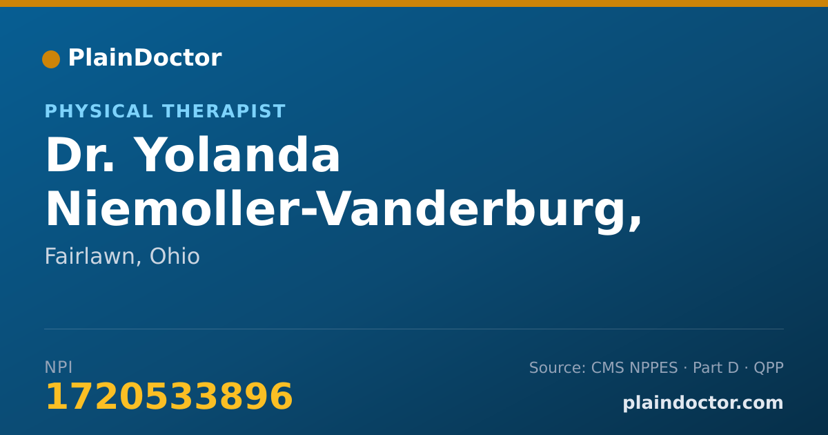 Shareable card for Yolanda Niemoller-Vanderburg, PT - Physical Therapist, Fairlawn, OH