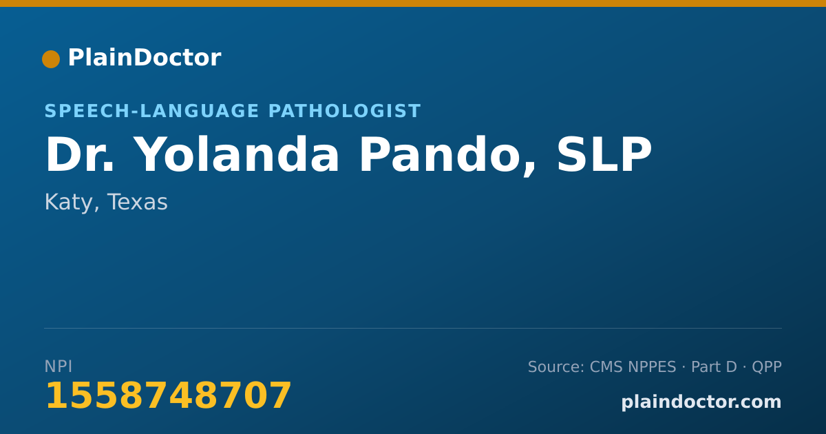 Shareable card for Yolanda Pando, SLP - Speech-Language Pathologist, Katy, TX