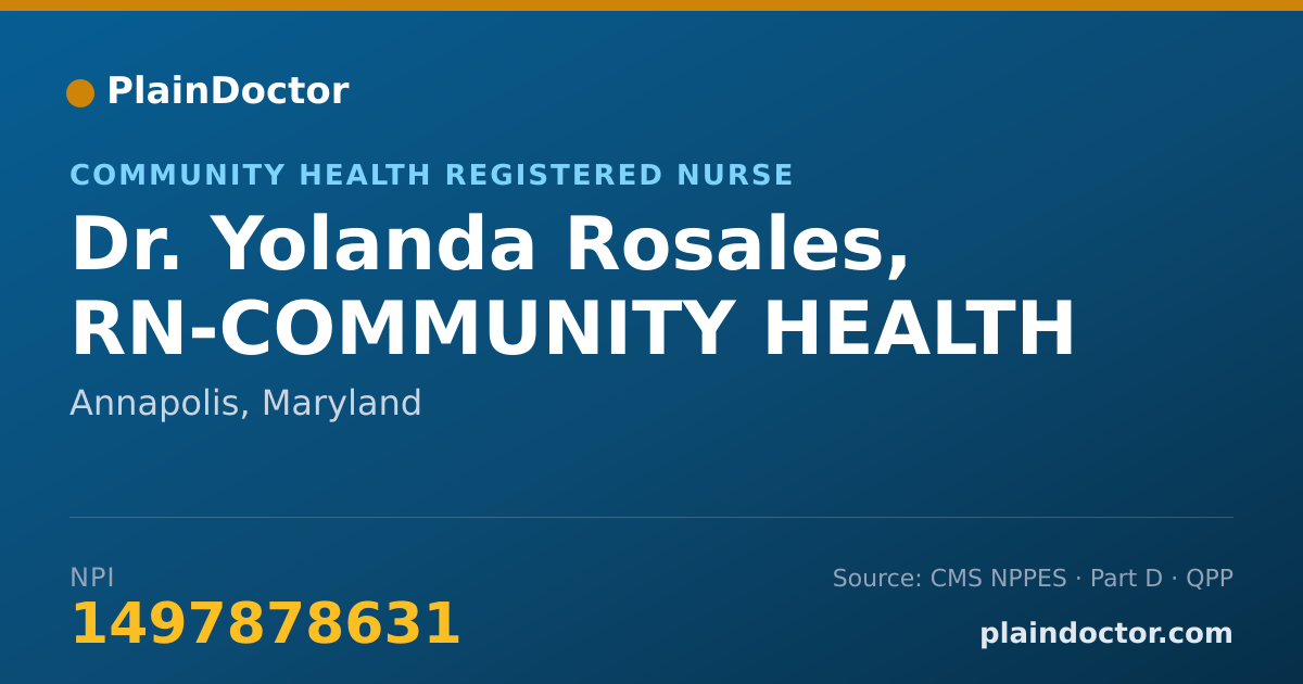 Shareable card for Yolanda Rosales, RN-COMMUNITY HEALTH - Community Health Registered Nurse, Annapolis, MD