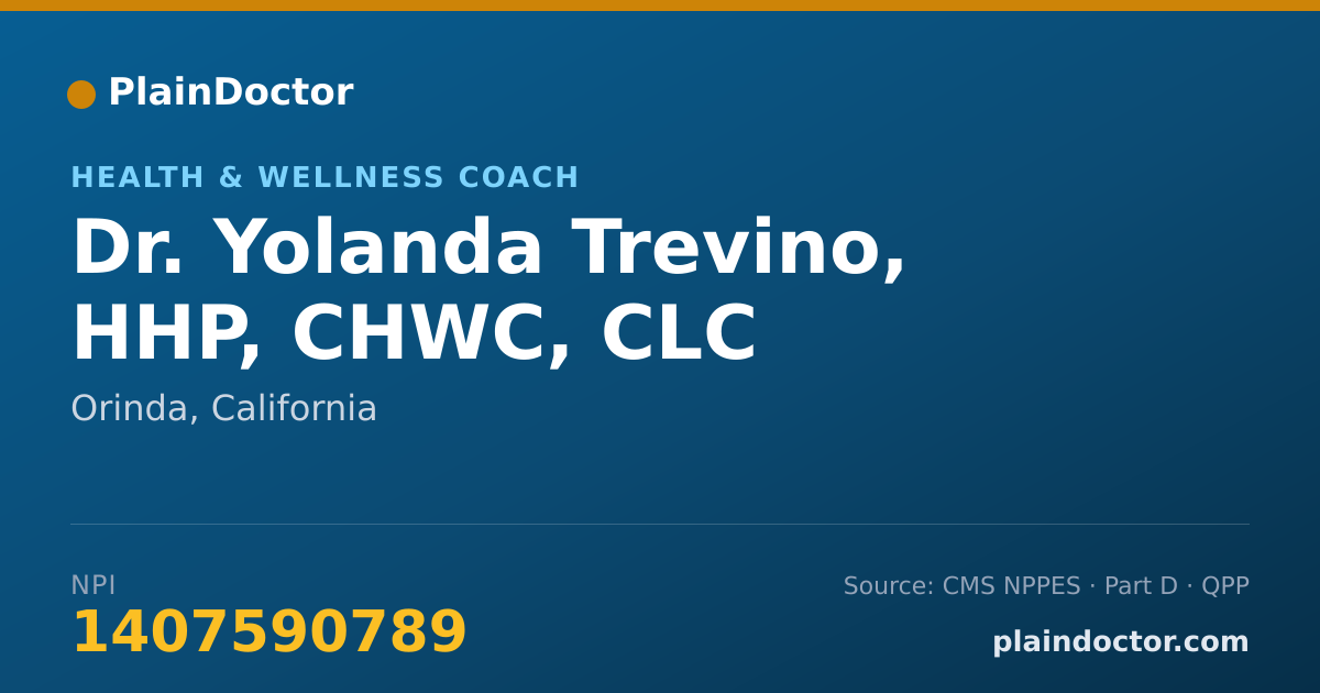 Shareable card for Yolanda Trevino, HHP, CHWC, CLC - Health & Wellness Coach, Orinda, CA