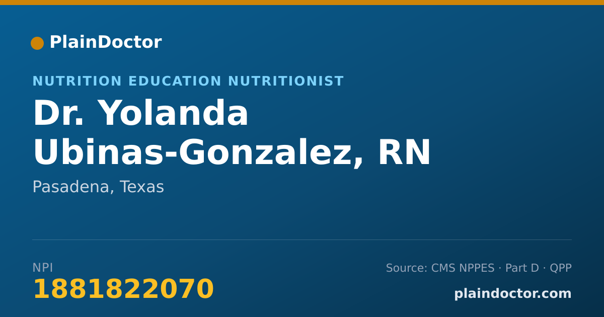 Shareable card for Yolanda Ubinas-Gonzalez, RN - Nutrition Education Nutritionist, Pasadena, TX