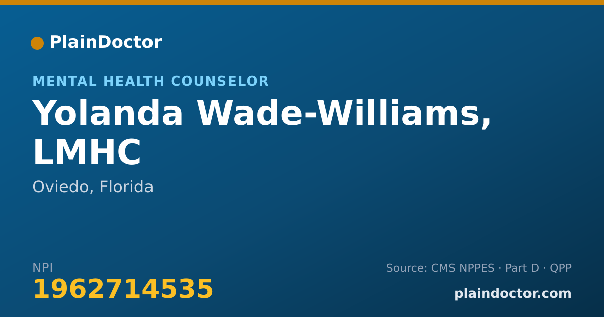 Shareable card for Yolanda Wade-Williams, LMHC - Mental Health Counselor, Oviedo, FL