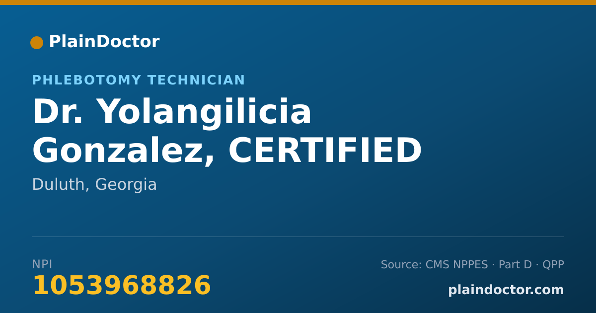 Shareable card for Yolangilicia Gonzalez, CERTIFIED PHLEBOTOMY - Phlebotomy Technician, Duluth, GA