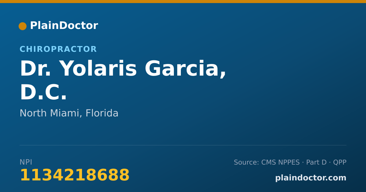 Shareable card for Yolaris Garcia, D.C. - Chiropractor, North Miami, FL