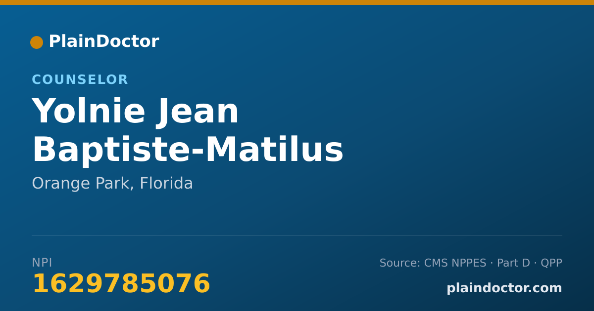 Shareable card for Yolnie Jean Baptiste-Matilus - Counselor, Orange Park, FL