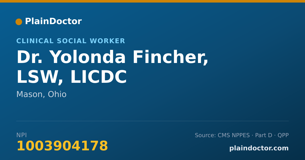 Shareable card for Yolonda Fincher, LSW, LICDC - Clinical Social Worker, Mason, OH