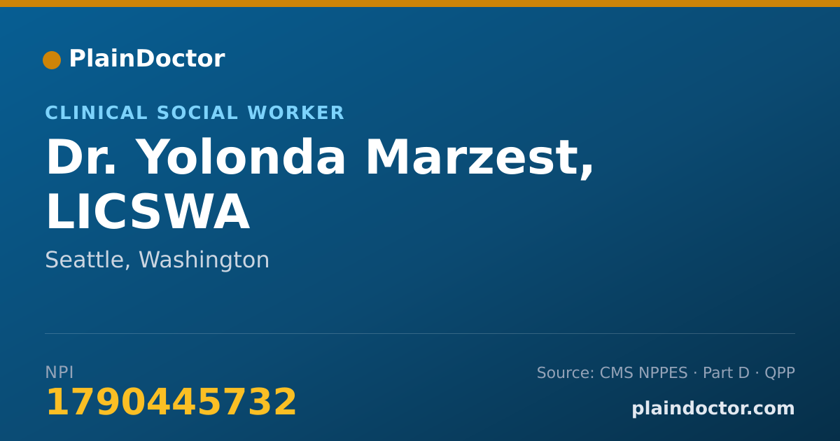 Shareable card for Yolonda Marzest, LICSWA - Clinical Social Worker, Seattle, WA
